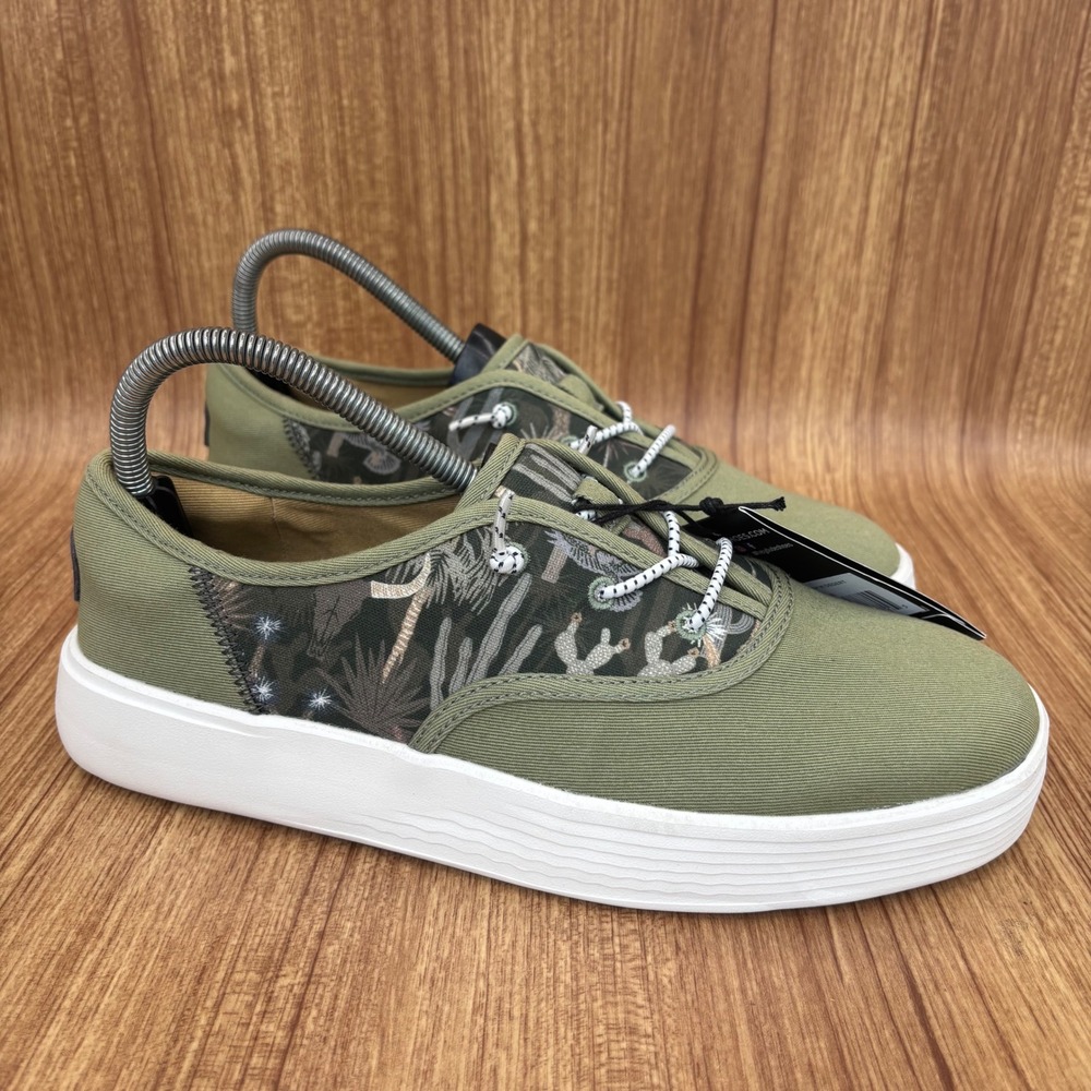 Hey Dude Conway M Desert Sneakers Mens 8 Green Canvas Slip On Shoes 40392-315